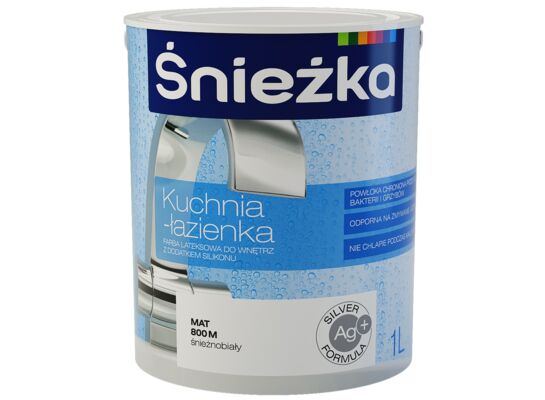Farba lateksowa Kuchnia Łazienka śnieżnobiały MAT 1 l Śnieżka 