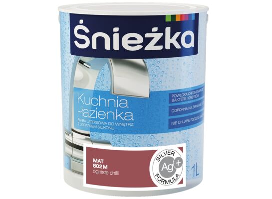 Farba lateksowa Kuchnia Łazienka ogniste chilli MAT 1 l Śnieżka 