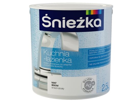 Farba lateksowa Kuchnia Łazienka śnieżnobiały MAT 2,5 l Śnieżka 