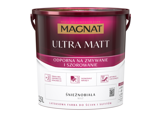 Farba emulsyjna Ultra Matt lateksowa biała 2,5 l Magnat 