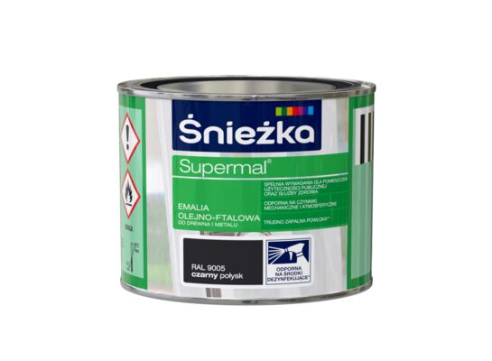 Farba emaliowa olejno-ftalowa Supermal czarny 0,2 l Śnieżka 