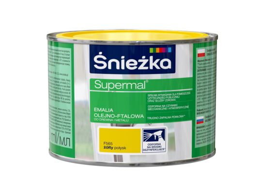 Farba emaliowa olejno-ftalowa Supermal żółty 400 ml Śnieżka 