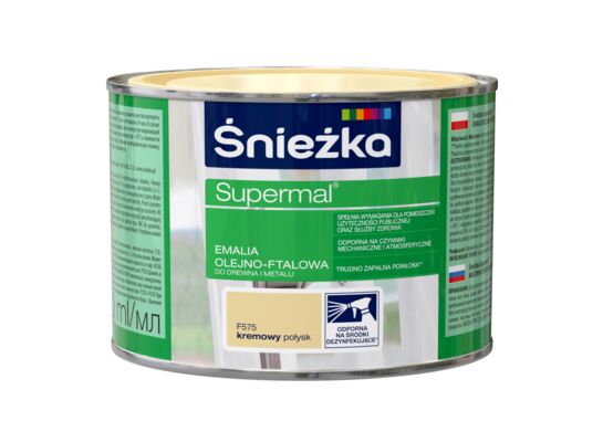 Farba emaliowa olejno-ftalowa Supermal kremowa 400 ml Śnieżka 