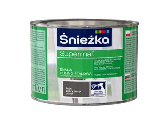 Farba emaliowa olejno-ftalowa Supermal szara jasna 400 ml Śnieżka 