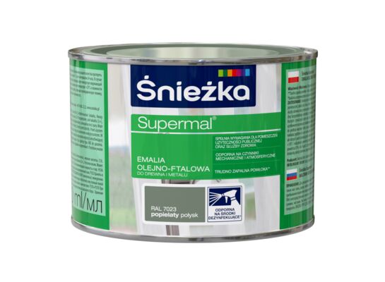 Farba emaliowa olejno-ftalowa Supermal popielaty 400 ml Śnieżka 