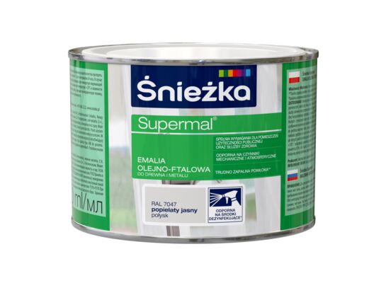 Farba emaliowa olejno-ftalowa Supermal popielaty jasny 400 ml Śnieżka 