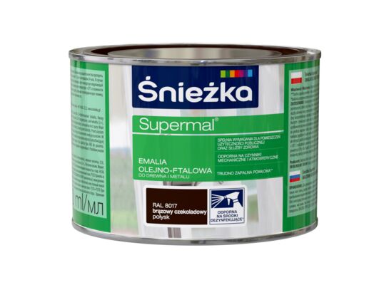 Farba emaliowa olejno-ftalowa Supermal brąz czekoladowy 400 ml Śnieżka 