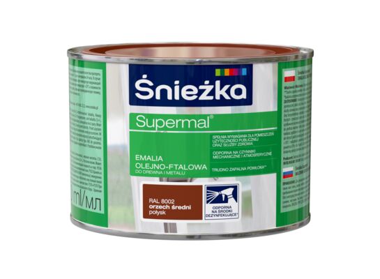 Farba emaliowa olejno-ftalowa Supermal orzech średni 400 ml Śnieżka 