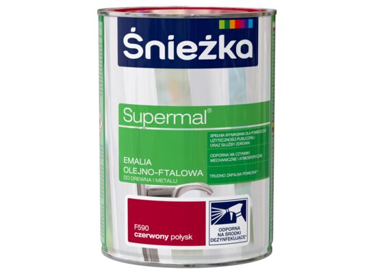 Farba emaliowa olejno-ftalowa Supermal czerwona 0,8 l Śnieżka