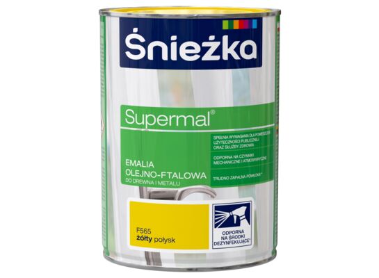 Farba emaliowa olejno-ftalowa Supermal połysk żółty 0,8 l Śnieżka