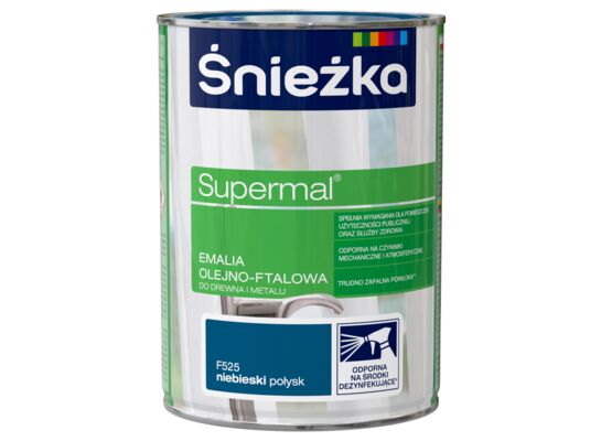 Farba emaliowa olejno-ftalowa Supermal połysk niebieska 0,8 l Śnieżka