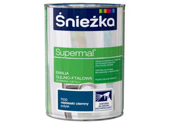 Farba emaliowa olejno-ftalowa Supermal niebieski ciemny 0,8 l Śnieżka 