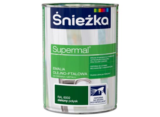Farba emaliowa olejno-ftalowa Supermal zielony 0,8 l Śnieżka 