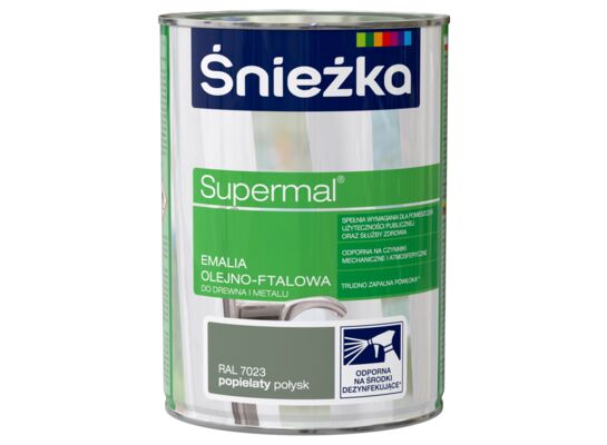 Farba emaliowa olejno-ftalowa Supermal popielaty 0,8 l Śnieżka 