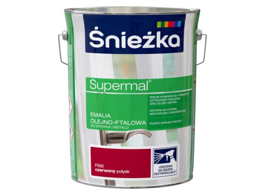 Farba emaliowa olejno-ftalowa Supermal czerwona 5 l Śnieżka 