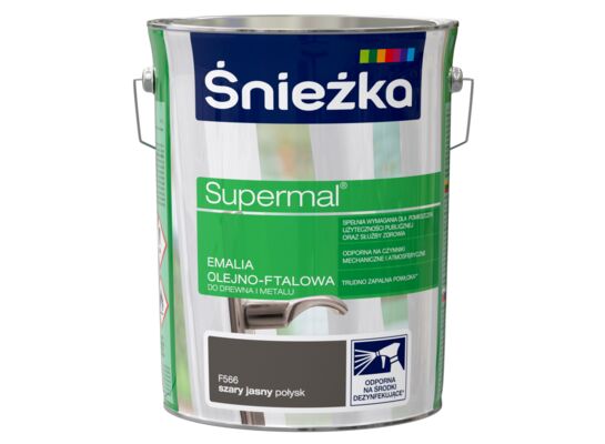 Farba emaliowa olejno-ftalowa Supermal szary jasny 5 l Śnieżka 