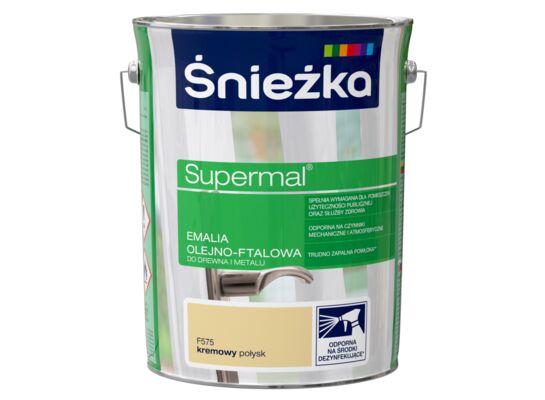 Farba emaliowa olejno-ftalowa Supermal kremowa 5 l Śnieżka 