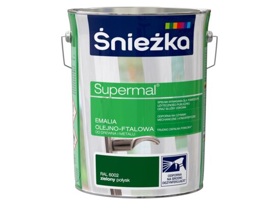 Farba emaliowa olejno-ftalowa Supermal zielony 5 l Śnieżka 