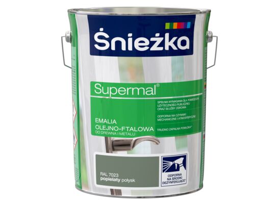 Farba emaliowa olejno-ftalowa Supermal popielaty 5 l Śnieżka 
