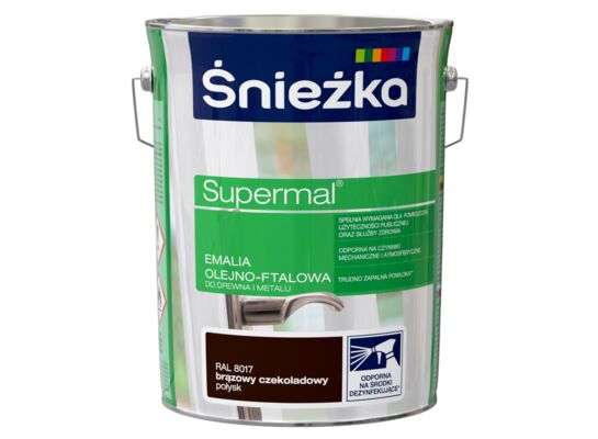 Farba emaliowa olejno-ftalowa Supermal brązowy czekoladowy 5 l Śnieżka 