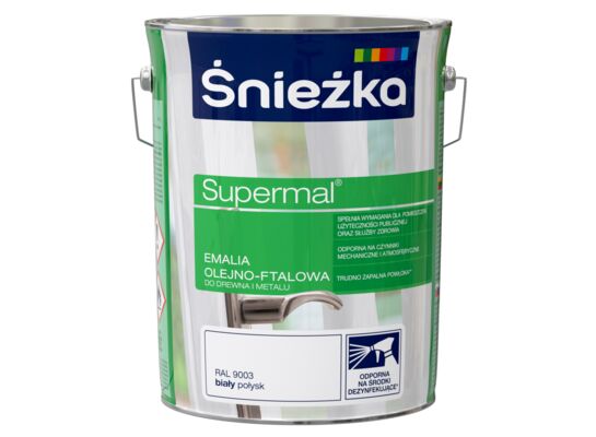 Farba emaliowa olejno-ftalowa Supermal biały 5 l Śnieżka 