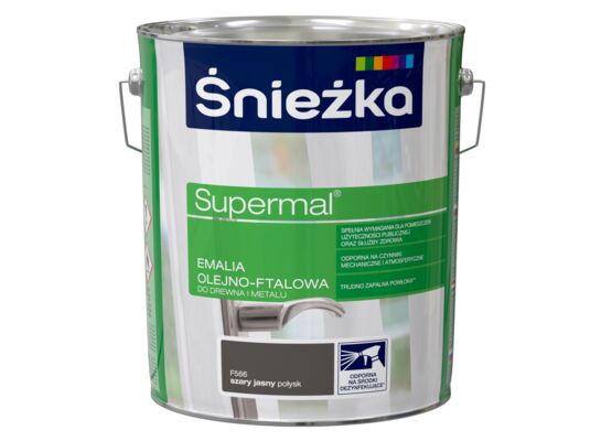 Farba emaliowa olejno-ftalowa Supermal szary jasny 10 l Śnieżka