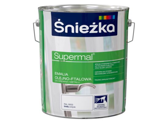 Farba emaliowa olejno-ftalowa Supermal biały 10 l Śnieżka 