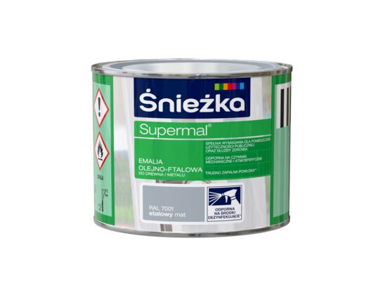 Farba emaliowa olejno-ftalowa Supermal mat stalowy 0,2 l Śnieżka