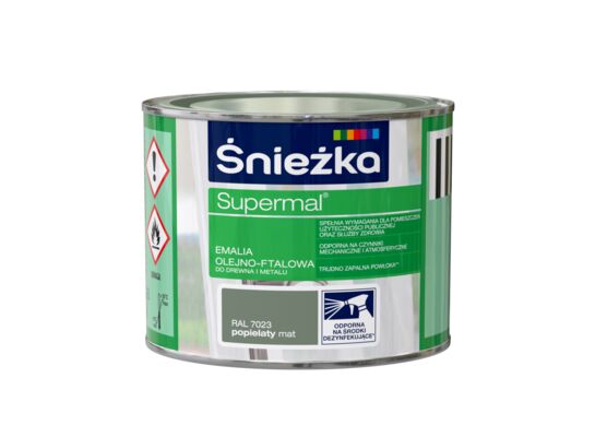 Farba emaliowa olejno-ftalowa Supermal mat popielaty 0,2 l Śnieżka
