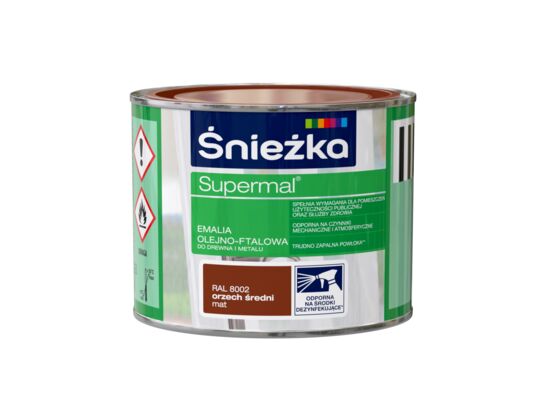 Farba emaliowa olejno-ftalowa Supermal mat orzech średni 0,2 l Śnieżka