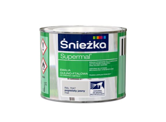 Farba emaliowa olejno-ftalowa Supermal mat popielaty jasny 0,2 l Śnieżka