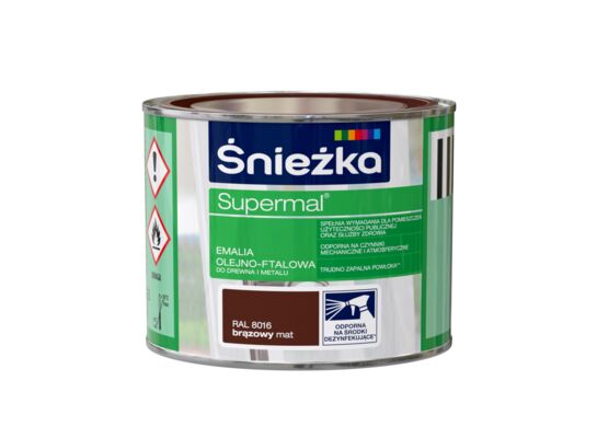 Farba emaliowa olejno-ftalowa Supermal mat brązowy 0,2 l Śnieżka