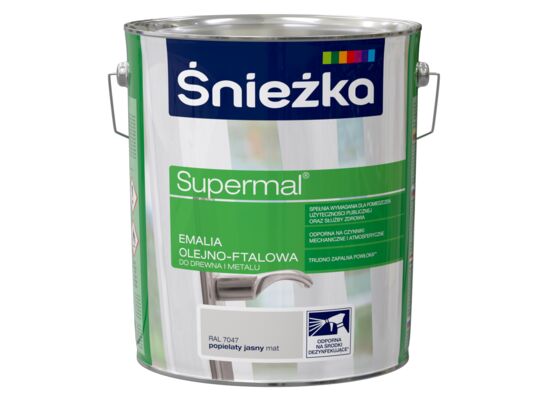 Farba emaliowa olejno-ftalowa Supermal mat popielaty jasny 10 l Śnieżka