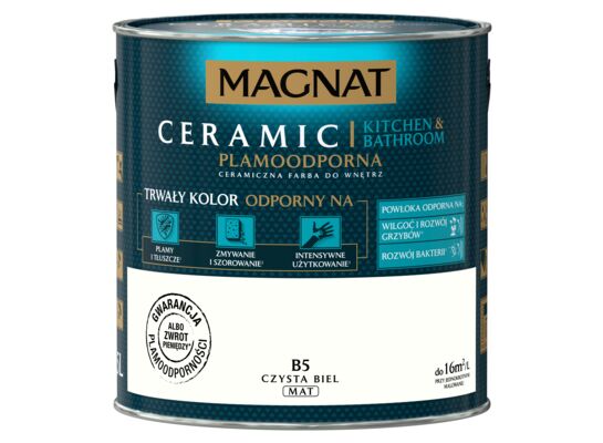 Farba ceramiczna MAGNAT Kitchen&Bathroom czysta biel B5 2,5 l