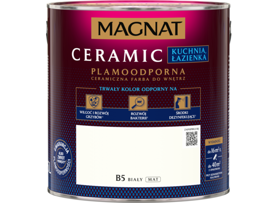 Farba ceramiczna MAGNAT Kitchen&Bathroom czysta biel B5 2,5 l