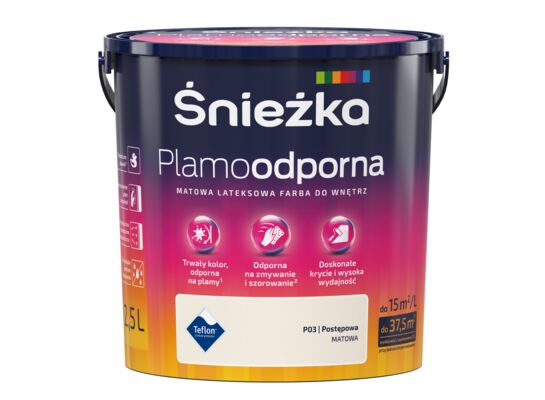 Farba lateksowa Plamoodporna postępowa P03 2,5 l Śnieżka 