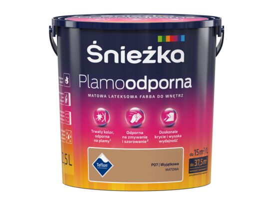 Farba lateksowa Plamoodporna wyjątkowa P07 2,5 l Śnieżka 