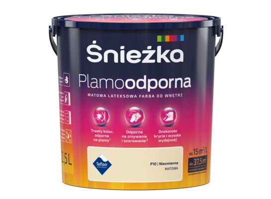 Farba lateksowa Plamoodporna niezmienna P10 2,5 l Śnieżka 