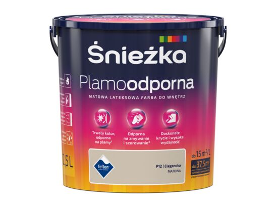 Farba lateksowa Plamoodporna elegancka P12 2,5 l Śnieżka 