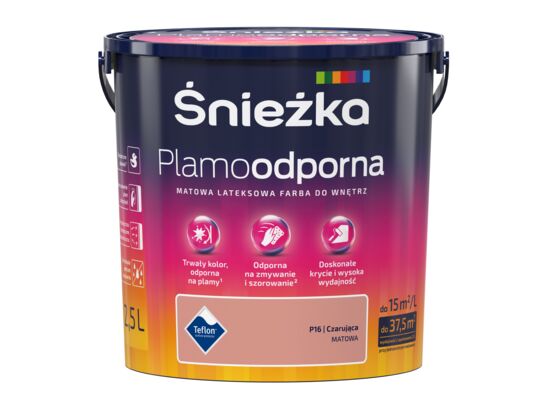 Farba lateksowa Plamoodporna czarująca P16 2,5 l Śnieżka