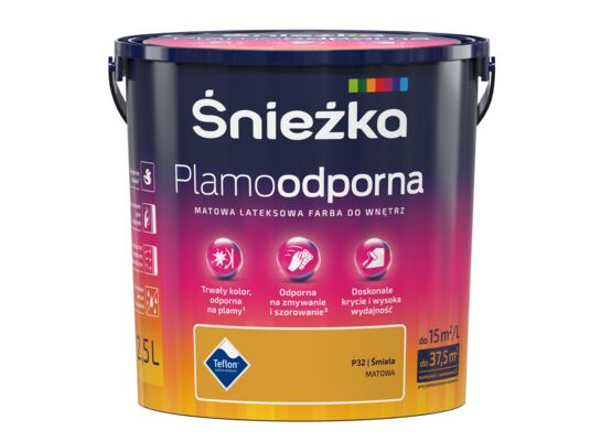 Farba lateksowa Plamoodporna śmiała P32 2,5 l Śnieżka
