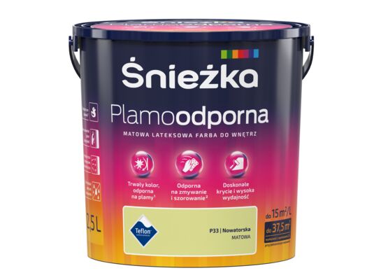 Farba lateksowa Plamoodporna nowatorska P33 2,5 l Śnieżka