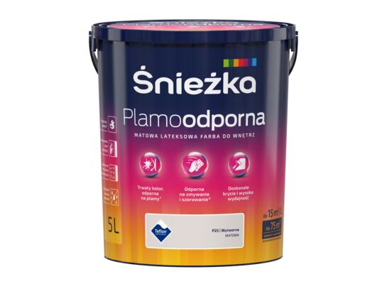 Farba lateksowa Plamoodporna wytworna P25 5 l Śnieżka