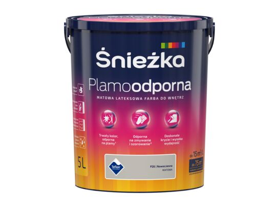 Farba lateksowa Plamoodporna nowoczesna P26 5 l Śnieżka 