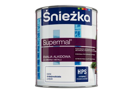 Farba emaliowa Supermal alkidowy biała połysk 0,75 l Śnieżka 