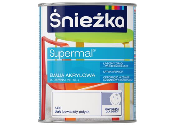 Farba emaliowa Supermal akrylowy biały 0,4 l Śnieżka 