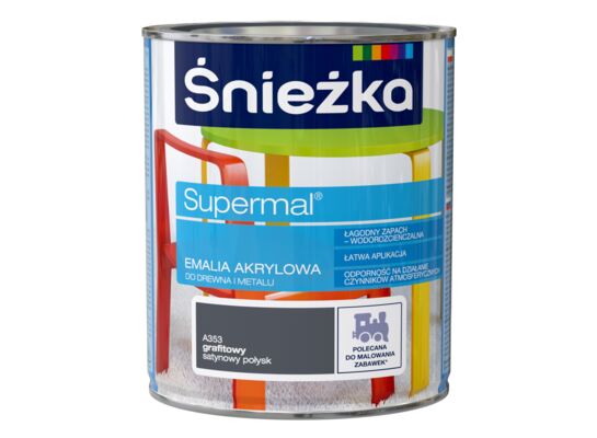 Farba emaliowa Supermal akrylowy A353 grafit SAT 0,8 l Śnieżka 