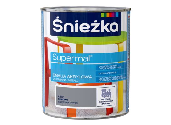 Farba emaliowa Supermal akrylowy A352 stalowy SAT 0,8 l Śnieżka 