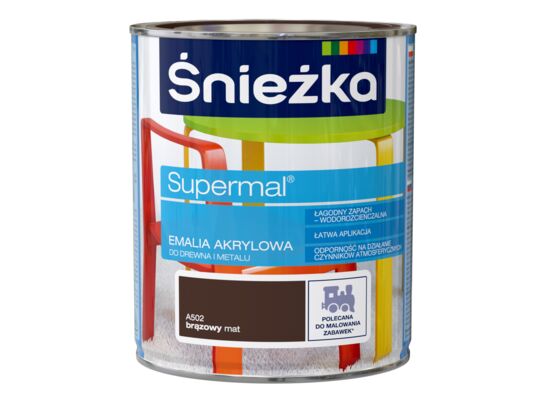 Farba emaliowa Supermal akrylowy A502 brązowy MAT 0,4 l Śnieżka 