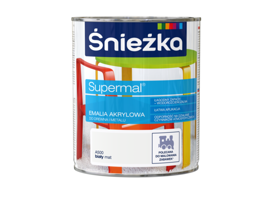 Farba emaliowa Supermal akrylowy A500 biały MAT 0,8 l Śnieżka 